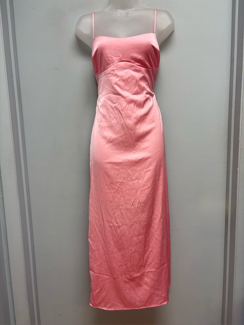 FORE Pink Satin Bustier Maxi Slip Dress Size Medium Y2K Formal